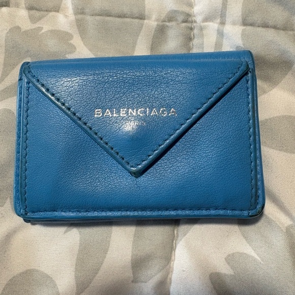 Balenciaga Teal Leather Card Holder - Picture 2 of 7